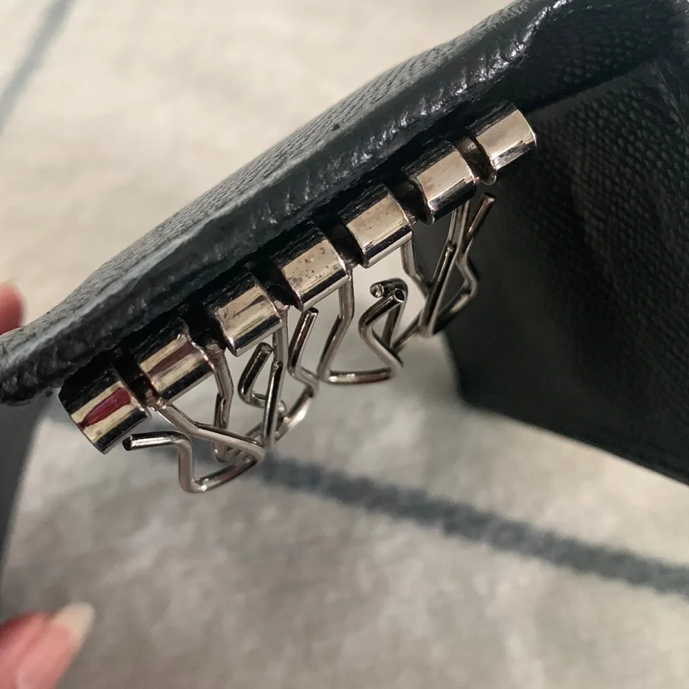 BVLGARI Key Holder Black Textured Leather